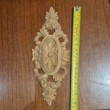 Ornate Unfinished Beige Floral Wood /plastic  Applique 9 x 6 in, Pack of 1