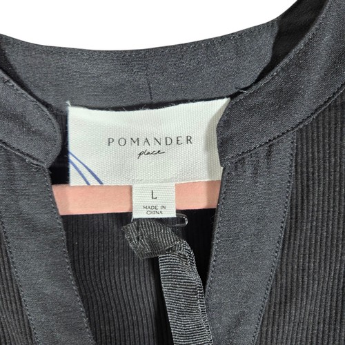 T-shirt Pomander Place nera Livia manica grande a sbuffo NUOVA Tuckernuck a costine rialzata - Foto 5 di 12
