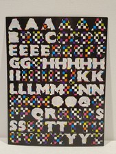 Lisa Frank Sticker Sheet S642 Letters Neon Checkerboard New Used Free Shipping