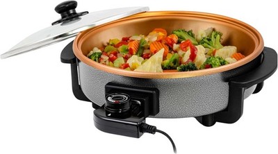 Sarten Electrico De Cocina Con Superficie Antiadherente Facil De Limpiar Calida