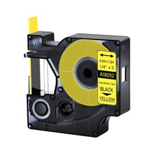 1/4" IND Heat-Shrink Tube Black on Yellow 18052 Compatible with DYMO Rhino 1000