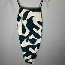 Abercrombie & Fitch Linen Blend Apron Mini Dress Women's Small Teal & Ivory