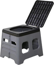 Folding Toilet with Lid,Travel Potty Plastic for Adults Grey