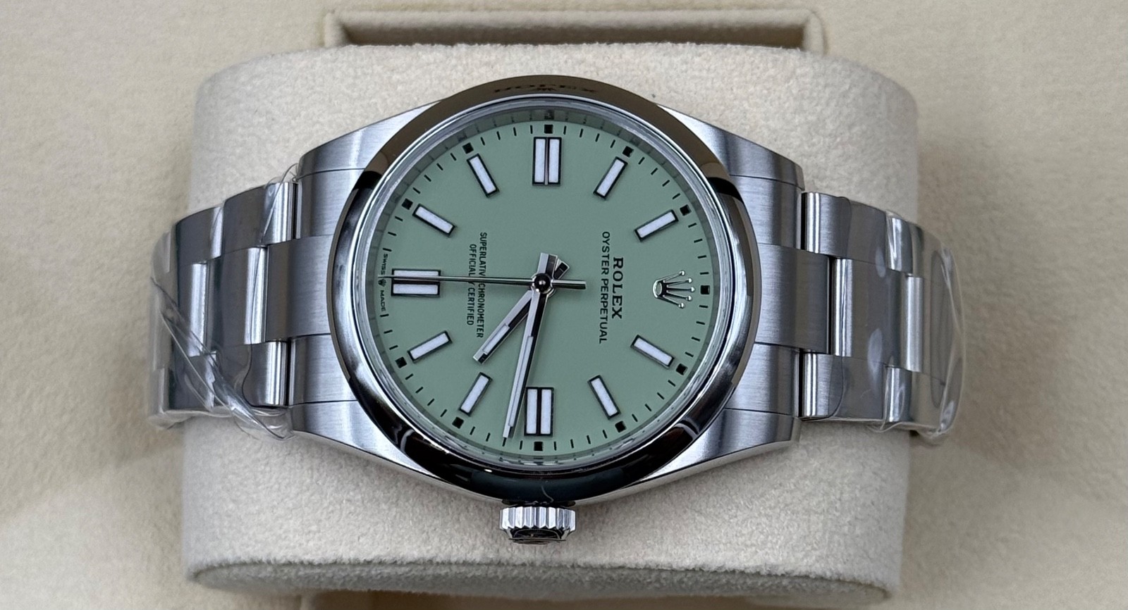 March 2026 Rolex Oyster Perpetual 41 Pistachio 134300 Stainless Steel Mens Watch image 6