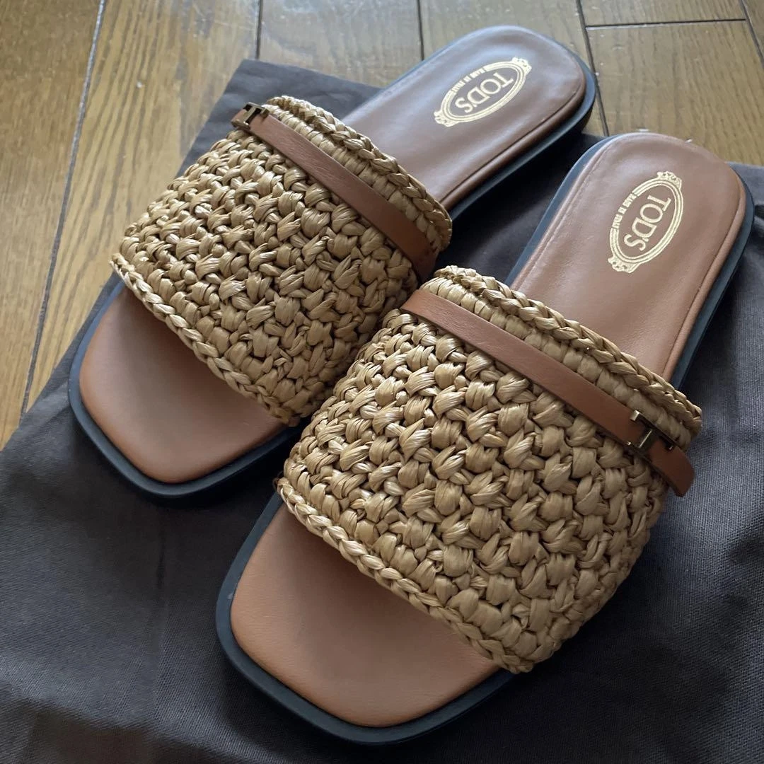 TOD’S Sandali Tod's Donna 7.0US Tod S T Strap Tessuto Edizione Limitata Raro Modello Lusso