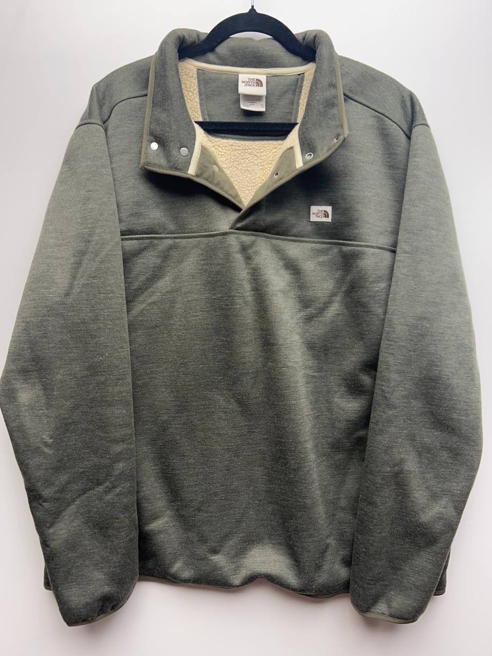XXL Mens The North Face Patrol Sherpa Fleece Green Jacket Pullover 1/4 Snap