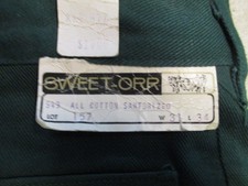 VTG Sweet-Orr Womens Jeans Deadstock NOS 31w 34L Bell Bottom Hippie Disco Green