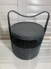 Antique Chinese Wedding Basket Bamboo Lacquer Betrothal Carrier Black Vintage