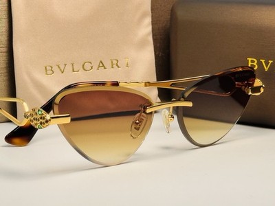 Bvdgari Cat Eye BV 1798LU 5381/8G Gold Metal Frame Brown Gradient Lens Eyewear