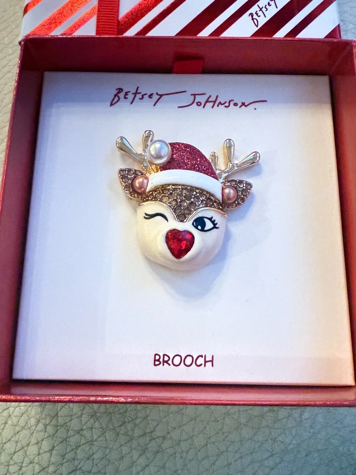 Nuevo en caja Broche de Reno Betsey Johnson Navidad Prendedor Rudolph Foto 2 de 4