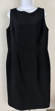TALBOTS Black Cotton Blend Rib Knit Sleeveless Sheath Dress Sz 16