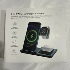 RoHS 3 in 1 Wireless Charging Station for iPhone Airpods Apple Watch Black NEW