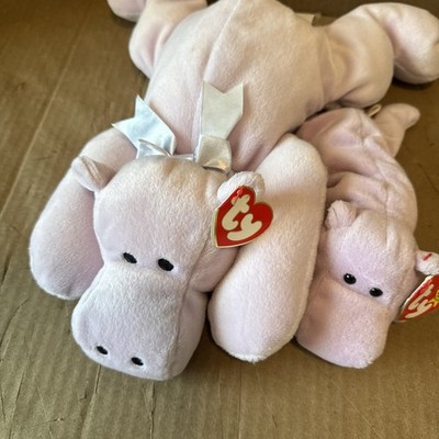 Pillow Pal Tubby The Hippo & Beanie Baby Happy The Hippo Lot - MINT W/MINT TAGS