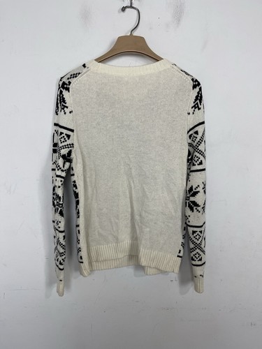 J Crew Mens Sweater S Ivory Nordic Ski Snowflake Merino Wool Blend Winter Crew - Picture 3 of 8