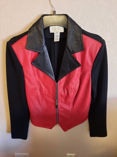 Leather Pant suit, Cach'e, Red \u0026 Black 
