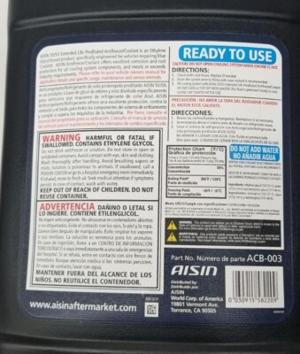 一 3 Gallons Engine Coolant Antifreeze Blue Aisin For Acura CL