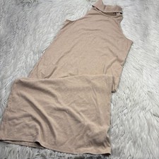 Banana Republic Women's L Beige Tan Ribbed Turtleneck Sleeveless Knit Midi Dress