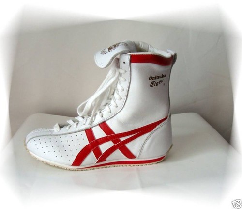 C - Chaussures Baskets Montants Blanc et Rouge Tiger Onitsuka Asics P 34.5 - Photo 1/4