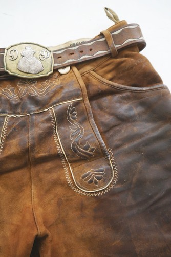 Kurze Ziegenleder Lederhose Country sexy total verspeckt mit klasse Gürtel Gr.50 - Bild 9 von 10
