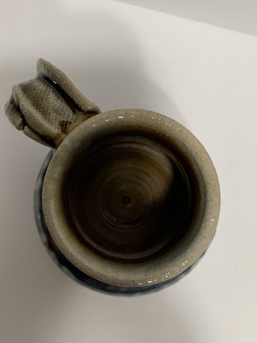 Beautiful Art Pottery No Spill Blue Mug Marked - Picture 4 of 5