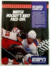 1987 ESPN Sports Network HOCKEY Stanley Cup Playoffs Magazine Ad
