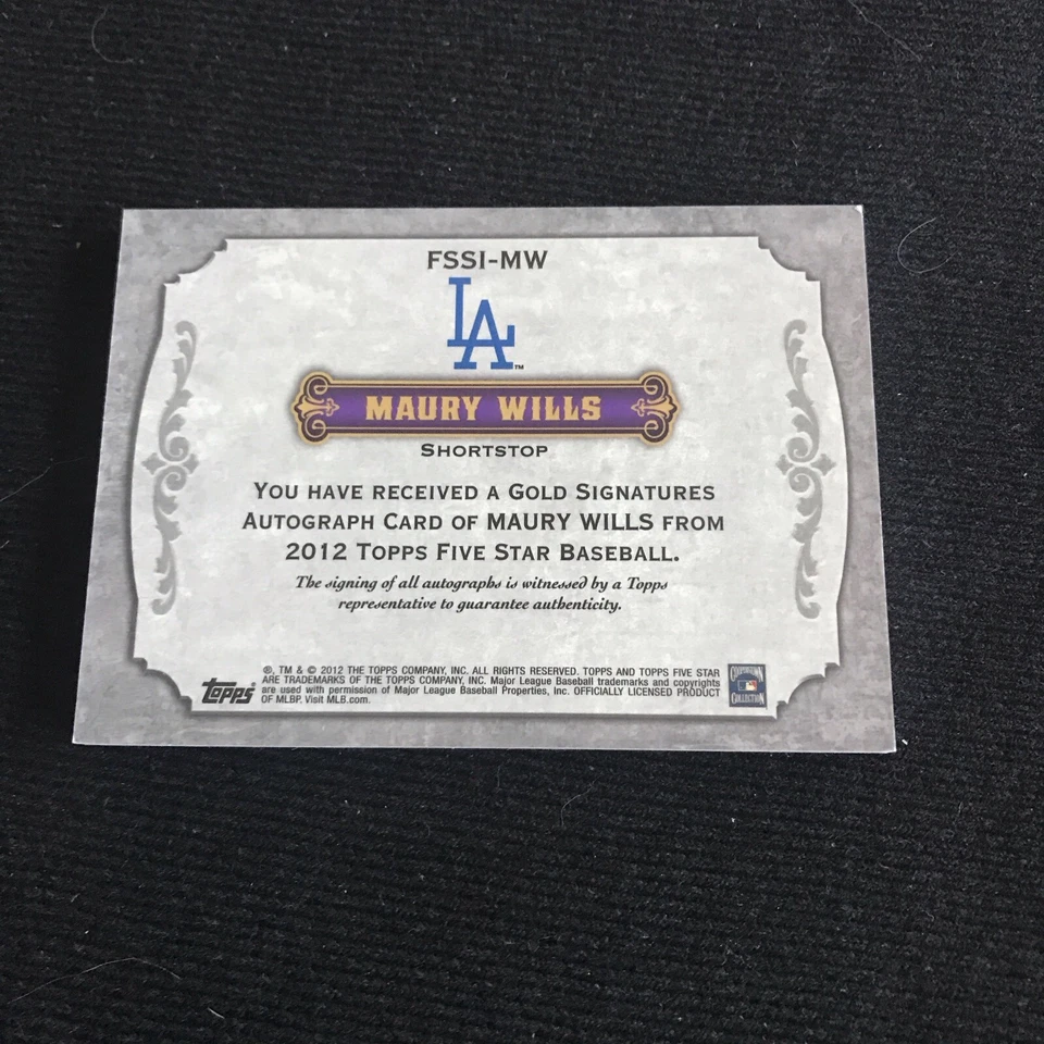 2012 Topps 五星莫里遗嘱黄金签名金墨水签名 #03/10 道奇队 — 第 2/2 张图片