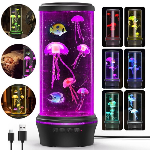7 Farben Jelly Fish Lampe USB-Quallen Ambiente Beleuchtung Nachtlicht Lavalampe - Bild 1 von 20