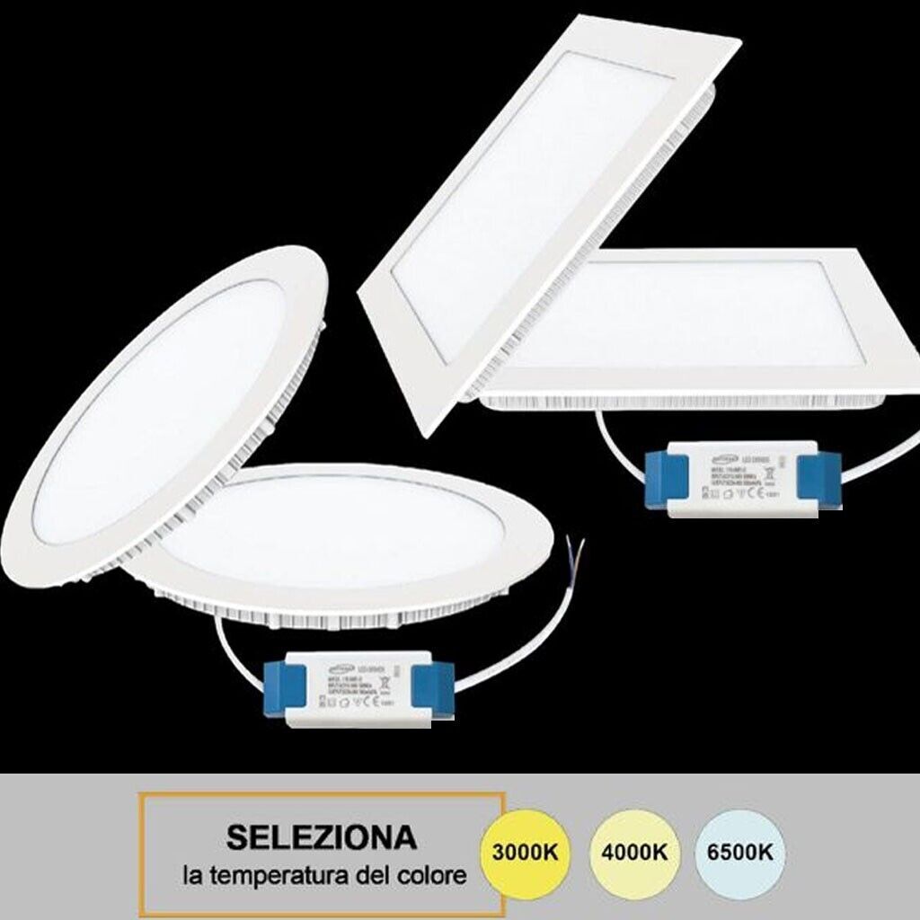 PANNELLO LED V-TAC FARETTO DA INCASSO DA 3W 6W 12w 18w Quadrato Tondo Ultra Slim 12w Quadrato Caldo 2640034 - Foto 2