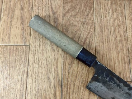 Cuchillo de cocina de chef japonés SANTOKU vintage HECHO A MANO Japón 160/308 mm AA965 - Imagen 4 de 17