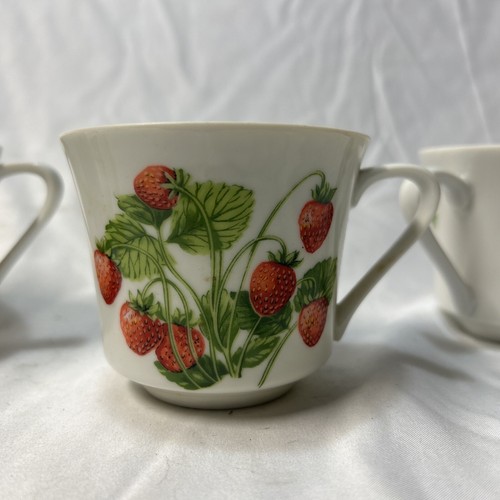3 vintage coffee mug raspberry strawberry cherry Framboisier Fraisier Des Hardin - Picture 5 of 18