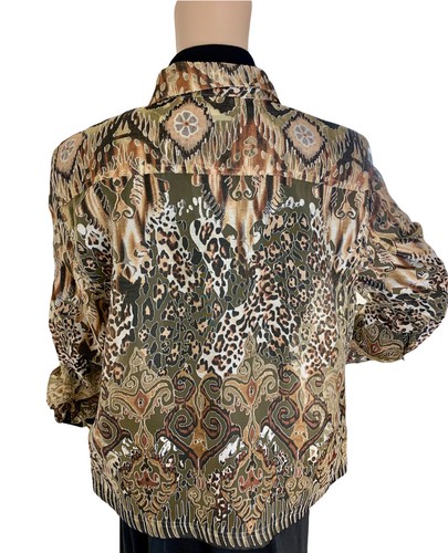 Alfred Dunner Womens Light Jacket Animal Print Floral Sz-12P Linen Blend VTG - Picture 6 of 8