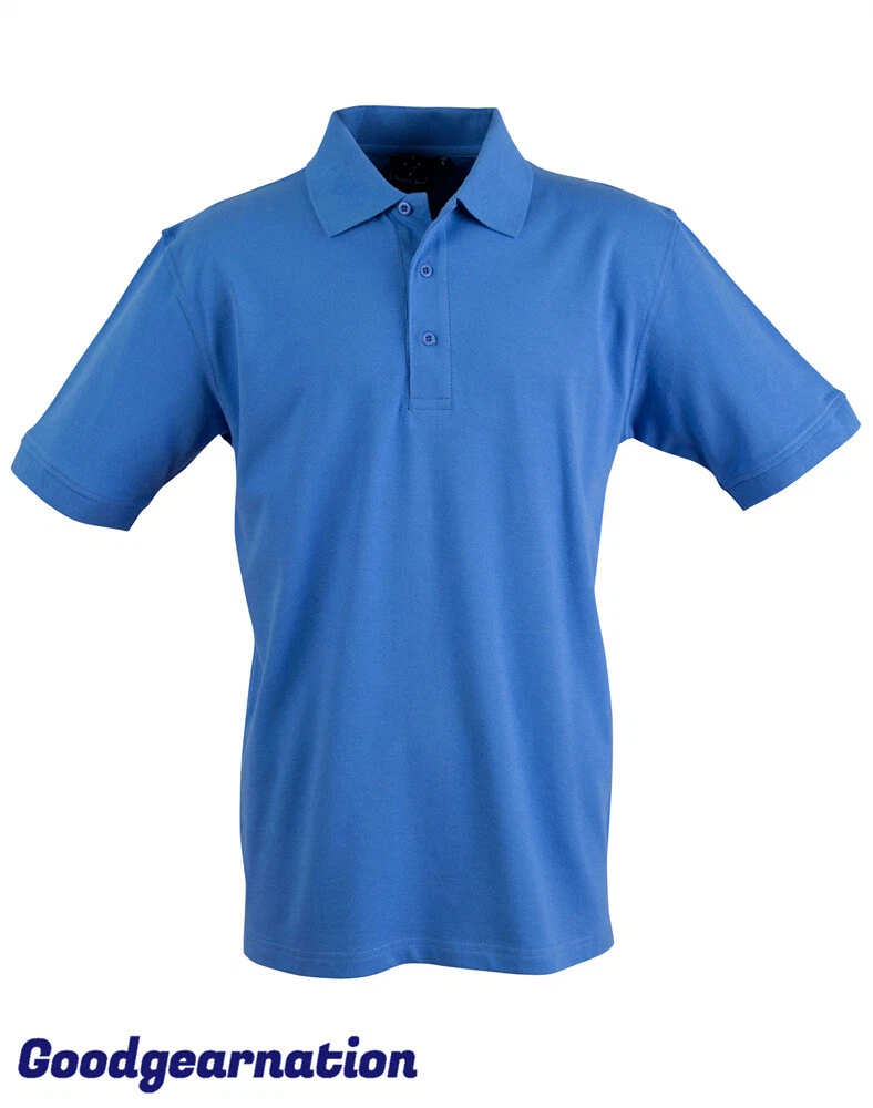 Mens Plain Polo Shirt Stretchy Cotton Solid Colour Comfort Casual Short
