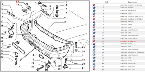STAFFA SX PARAURTI ANTERIORE LANCIA THEMA - LANCIA 82476657 - Foto 4 di 4