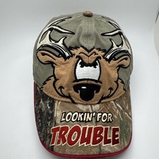 Buck Wear Lookin For Trouble Hat Cap Adjustable Youth Camo Embroidered GR62