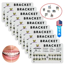 10 x Dental Orthodontic Brackets Brace Metal Mini/Standard MBT/Roth 022 Hook 345