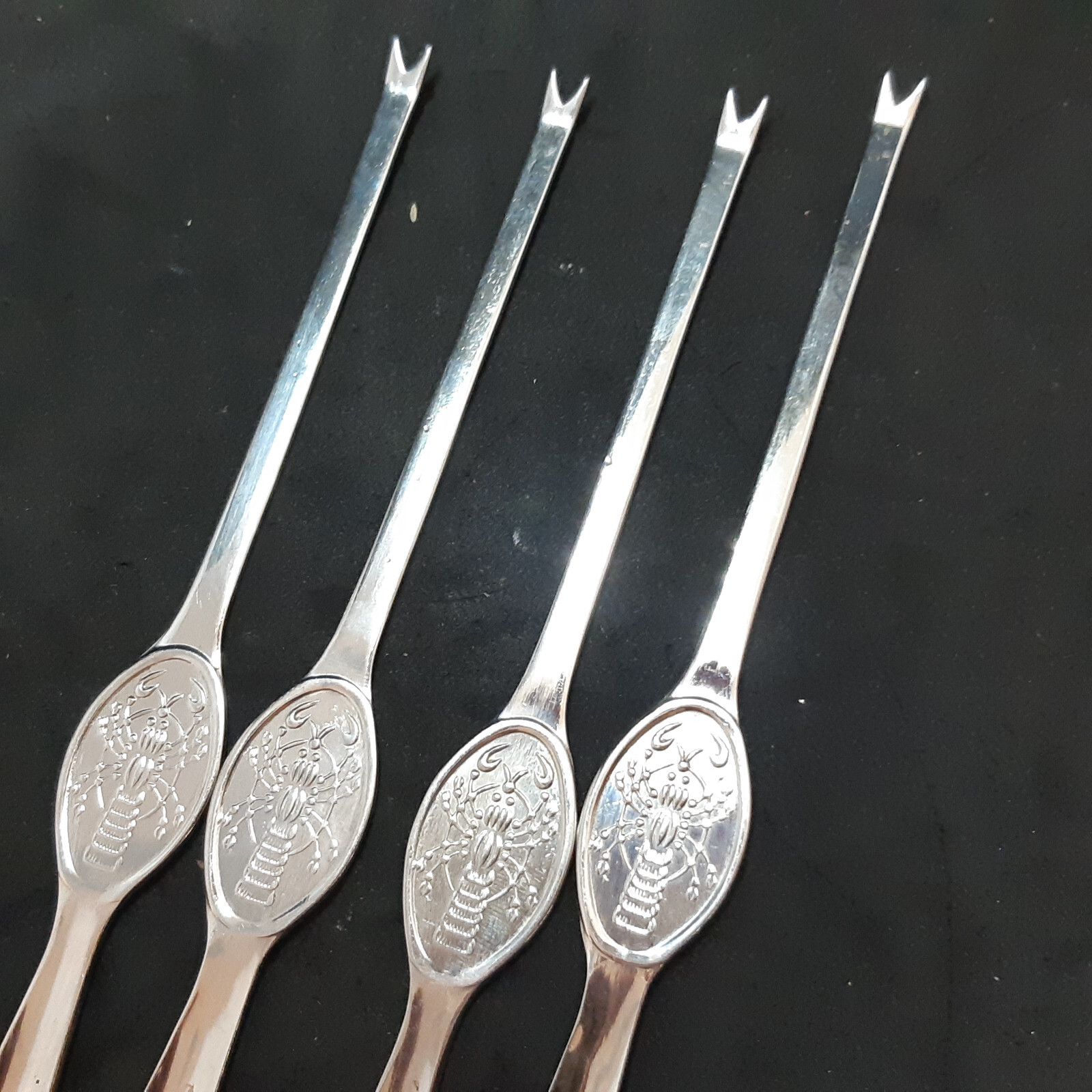 Seafood Lobster Crab Forks x 4 Stainless Steel VINTAGE lobster FORKS