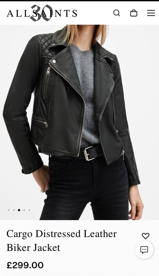 All Saints Cargo Leather Jacket Womens Size UK 8 eBay