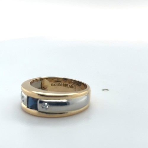1/3 Carat Sapphire & Diamond Ring - 18k Yellow Gold & Platinum - Picture 5 of 5