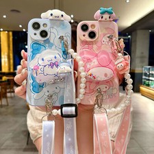 Cinnamoroll Kuromi Melody Phone Case For iPhone 15 14 13 12 w/Dust Plug Holder
