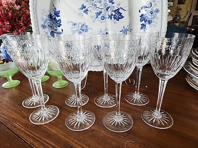 2 Etched Wedgewood  Crystal Stemware 8.3/4'' Wine  Goblets A Royal Collection
