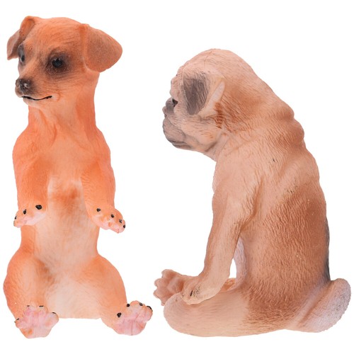 2pcs Dog Model Dog Figurine Lifelike Small Dog Statue Tabletop Dog Ornaments - Photo 3/12