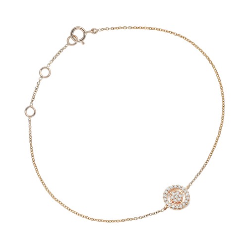 14K Gold 0.13 CT VS/F-G Diamond Concentric Circles Charm Chain Fine Bracelet - Picture 3 of 4