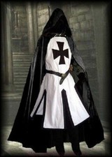 Medieval Knight Tunic Surcoat  Cloak Black Templar Renaissance LARP SCA Coat