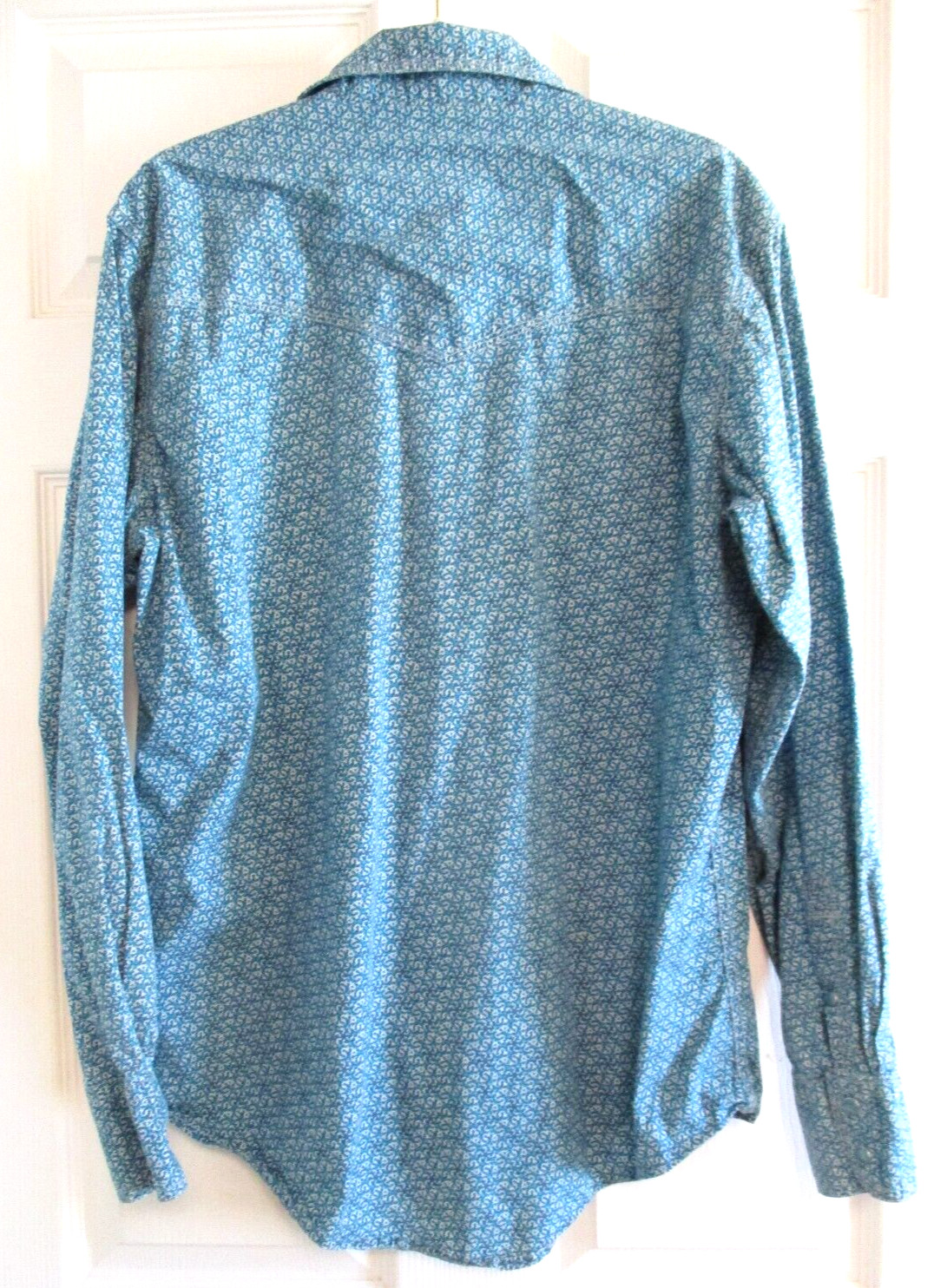 Wrangler 20x Competition Shirt Long Sleeve Medium Cowboy Rodeo Teal Blue Western thumbnail 2