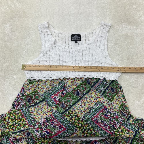Angie Womens Size M Crochet Top Floral Multicolor Mini Dress Sleeveless - Picture 3 of 9
