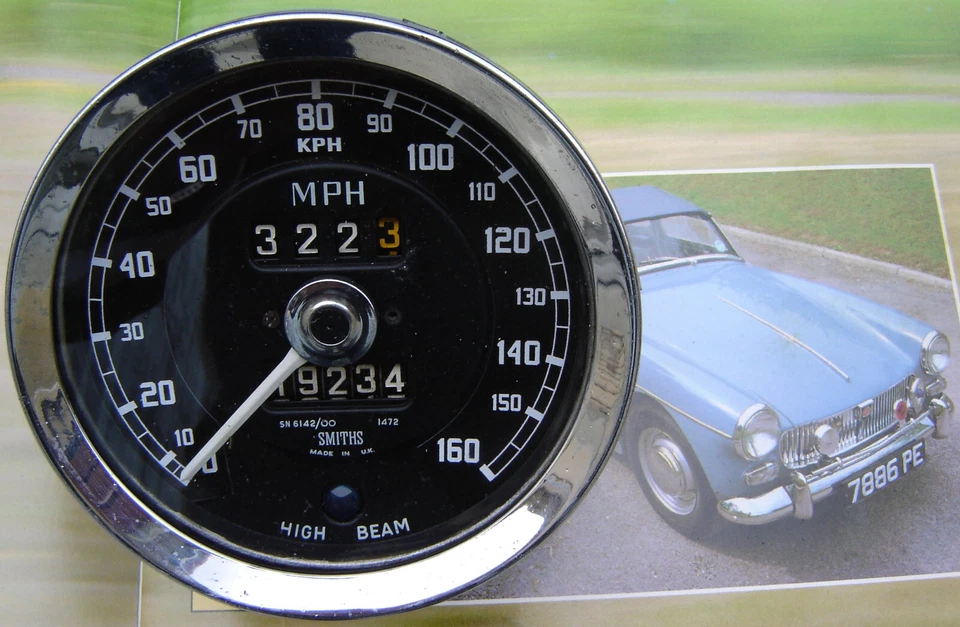 Autocollant conversion compteur SMITHS MPH en KPH pour MG Midget / Sprite ø 100 - Photo 3/3