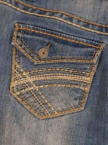 Gonna denim vintage Y2K Vanilla Star blu jeans punto spesso corta taglia 8 - Foto 6 di 13