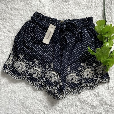 Francescas Mi Ami  Size Small Blue Floral Lace up Cotton