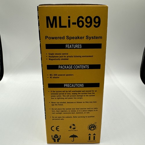 MLi-699 Powered Desk Top Computer Speakers Wired Brand New - Picture 3 of 3
