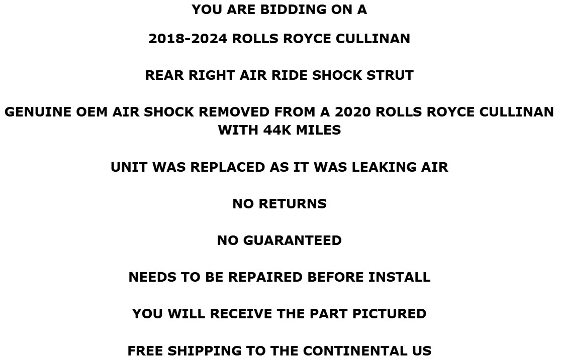 *LEAKING* 2018-2024 Rolls Royce Cullinan Rear Right Air Suspension Shock Strut